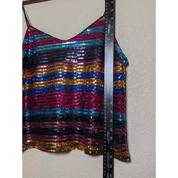 WAYF Rainbow Striped Sequin Cami Tank Top Size Large Festival Rave Party Y2K - Picture 5 of 10